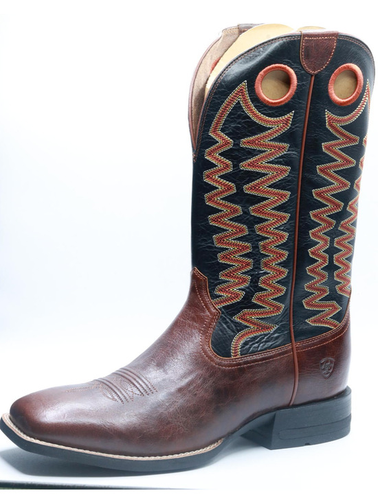 BMVY9 MENS SIDEPASS WESTERN BOOT BARREL BROWN/CASK BLACK 13 WIDE